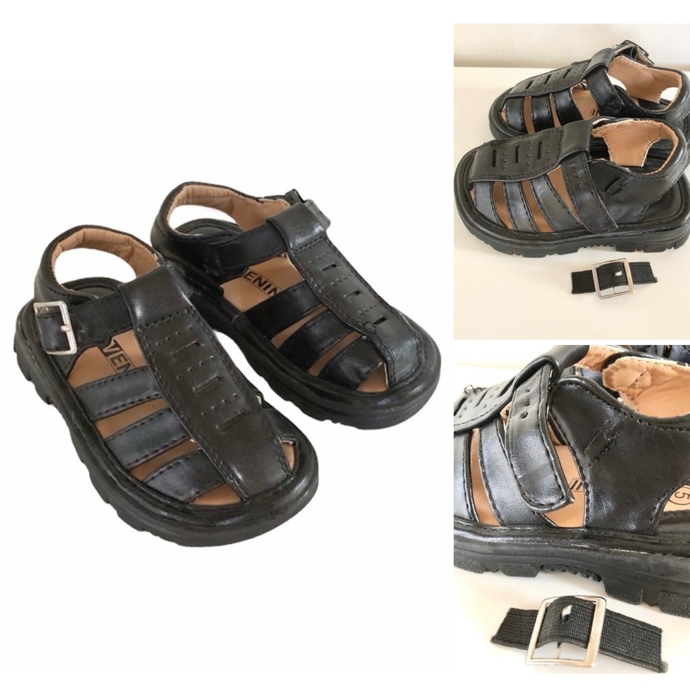 Venini Toddler Black Strap Sandals Boys Size 5